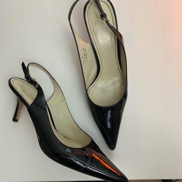 Coach Black Alena Slingback Pointed Toe Pumps | 10 - Picture 2 of 6